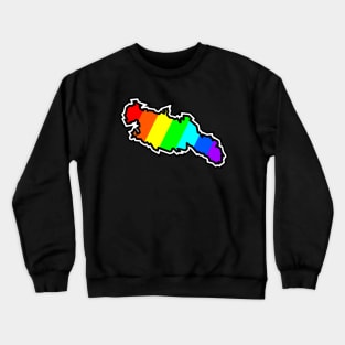 Lasqueti Lisland Silhouette in a Colourful Rainbow Pattern - Bright Colours - Lasqueti Island Crewneck Sweatshirt